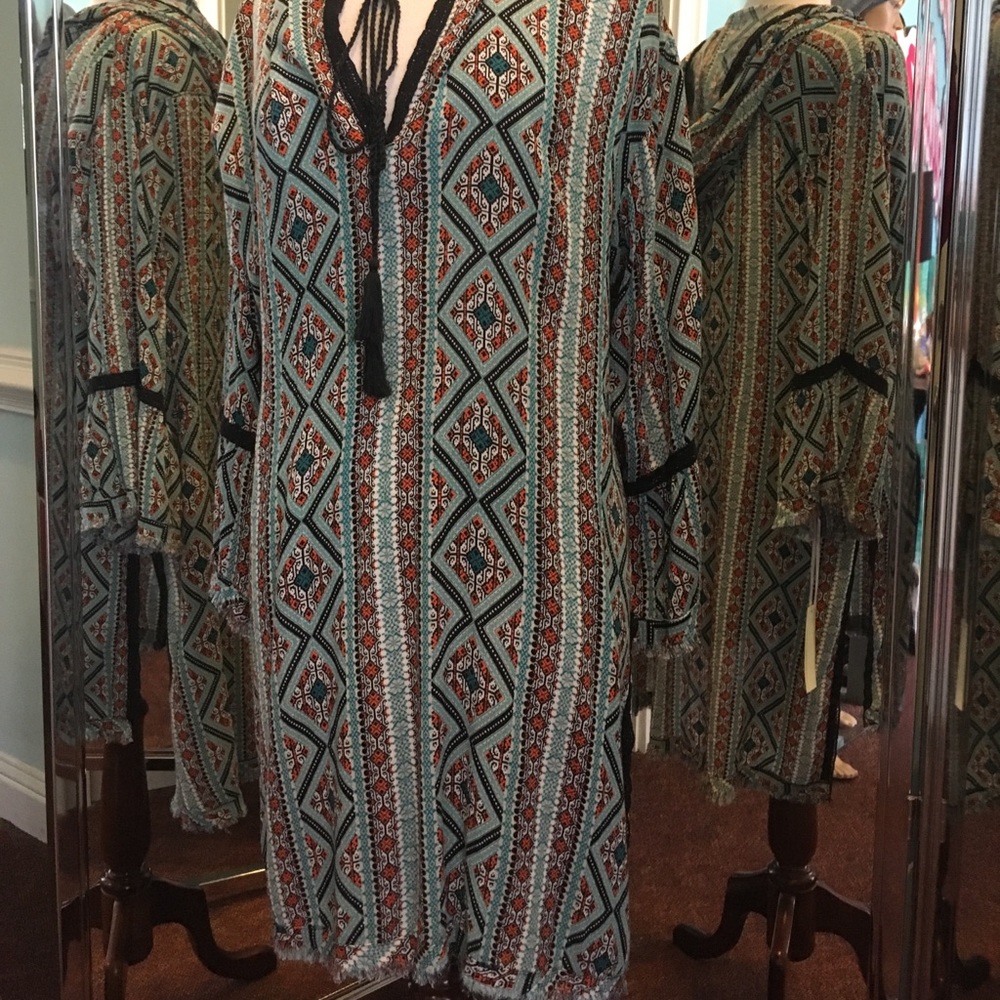 🌷🌟BNWT Uncle Frank Boho Print Dress with Hoodie